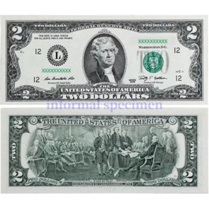 $2 Dollar Bill Size