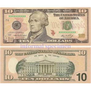 $10 Dollar Bill Size