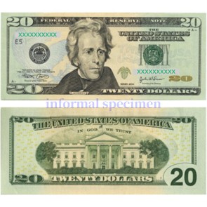 $20 Dollar Bill Size